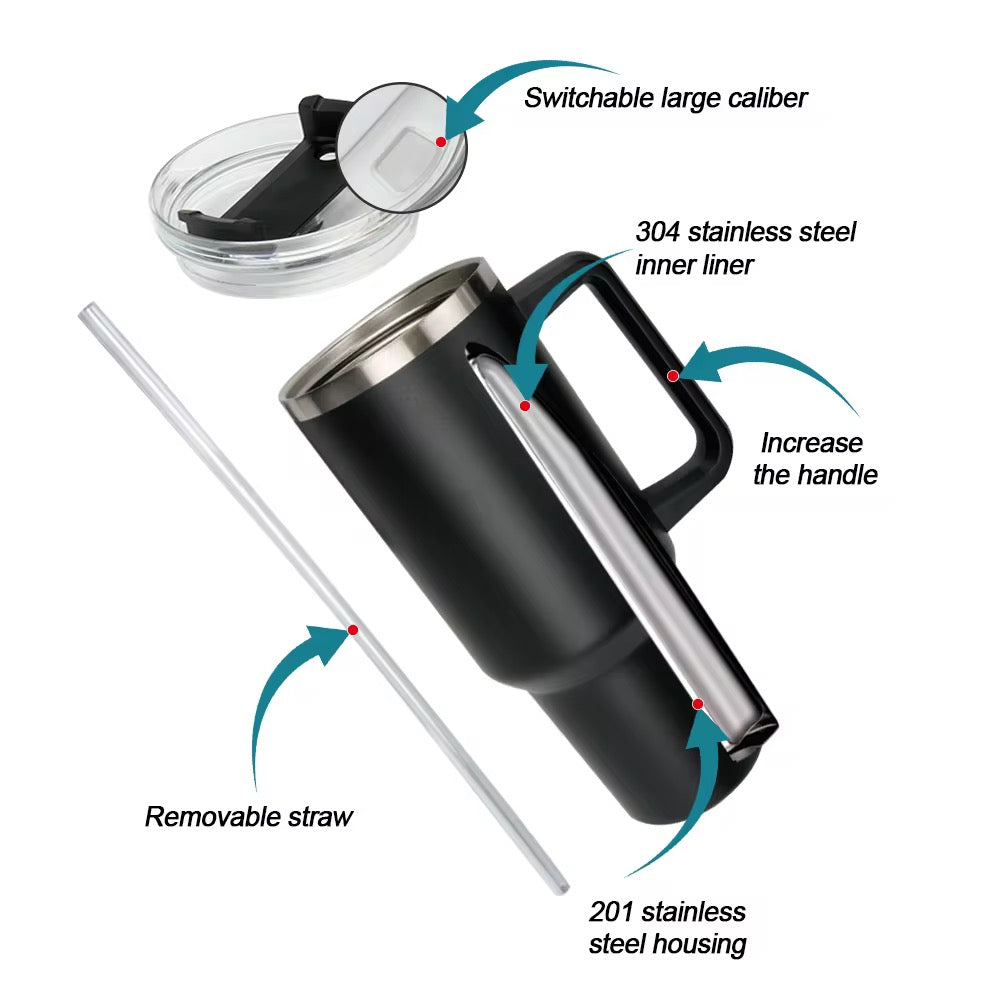 Tumbler With Handle and Straw